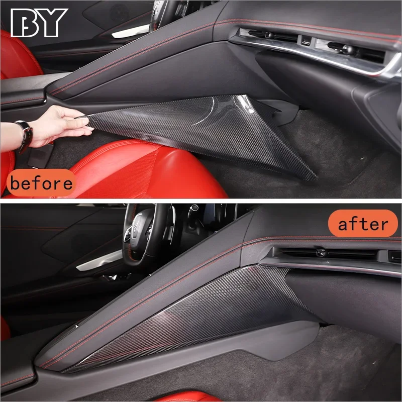 For Chevrolet Corvette C8 2020-2023 real carbon fiber Car Center Console Knee Side Panel Cover trim Sticker Car Accessories