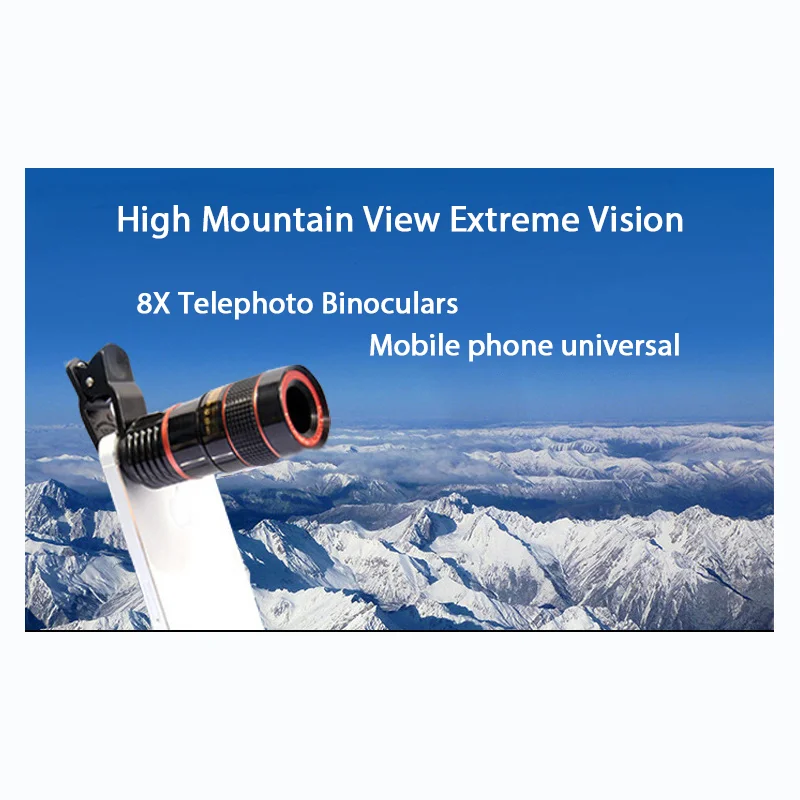 Universal Phone Lens with Clip 8X Zoom Phone Camera Telephoto Lens Monocular Telescope Phone Universal Optical Telescope Len Kit