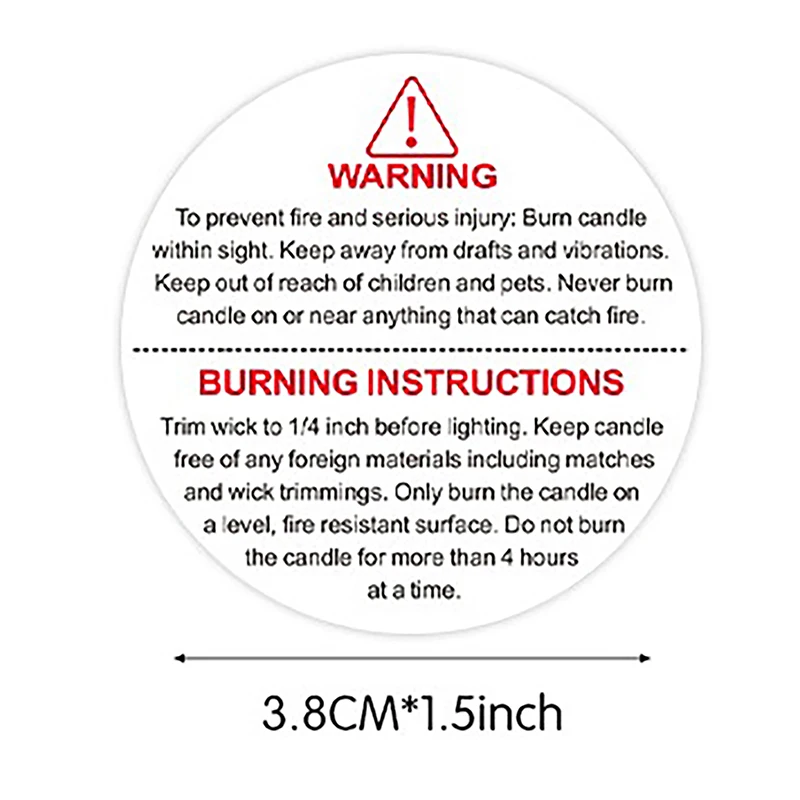 500 Stuks/Rol Kaars Pot Container Waarschuwing Label Waterdichte Stickers Smelten Veiligheidslabel Zelfklevend