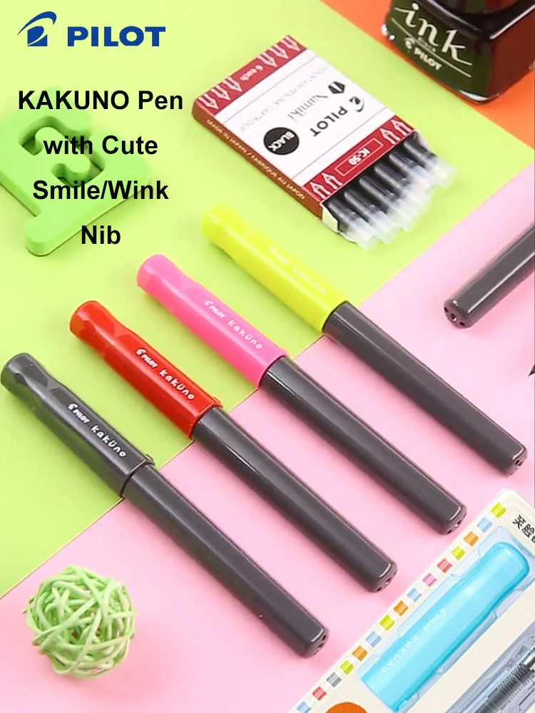 Pilot Kakuno Smiley Fountain Pen FKA-1SR Dual Ink Filling System Student Calligraphy Pens Posture-Correcting Japanese Stationery