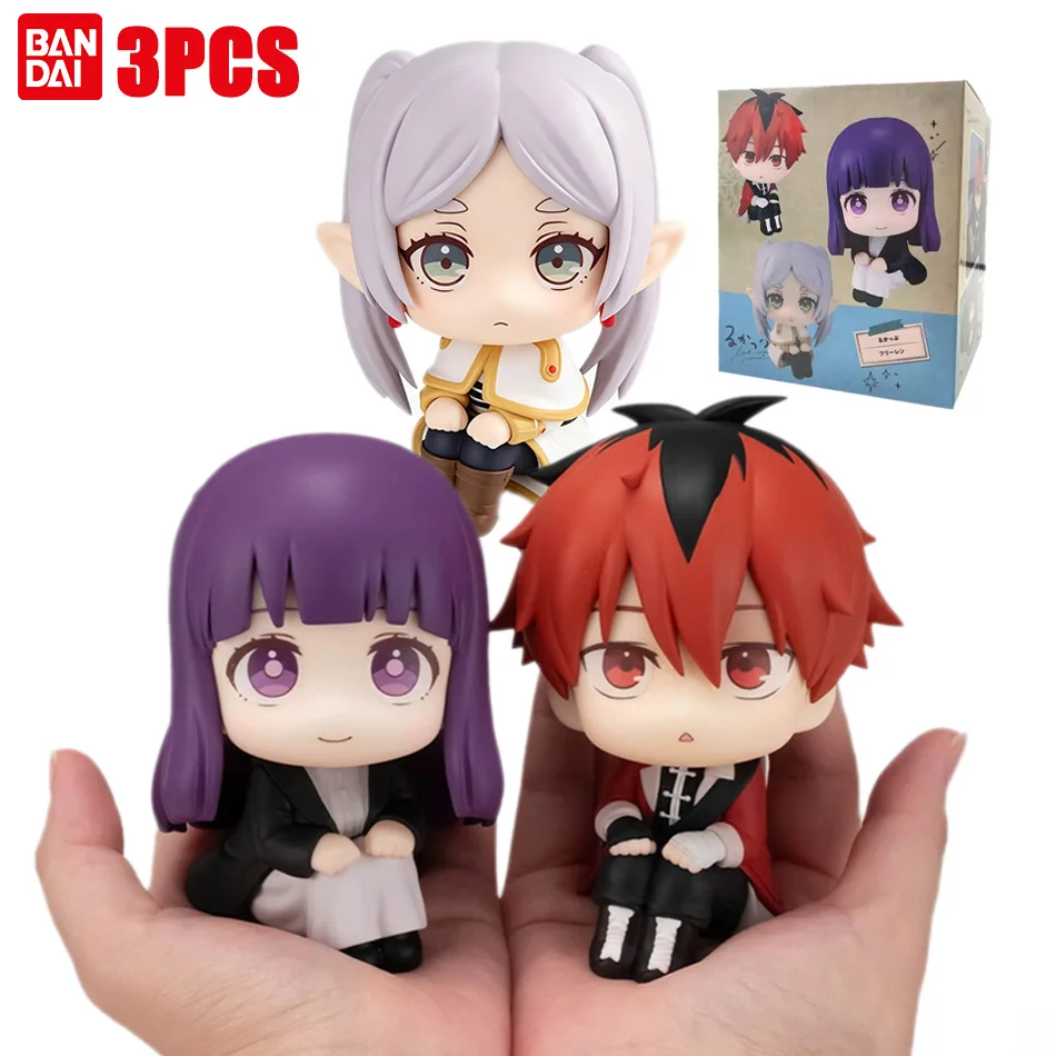 Bandai Frieren Beyond Journey's End Anime-Figur Chibi PVC Sammlermodell Ornament Spielzeug, Frieren/Fern/Himmel Puppen Perfekt