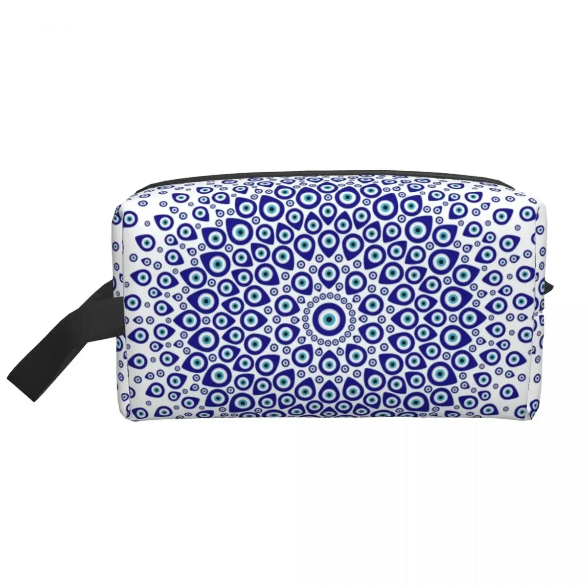 Nazar Turkish Eye Circular Ornament Travel Toiletry Bag Amulet Boho Hamsa Makeup Cosmetic Organizer Beauty Storage Dopp Kit