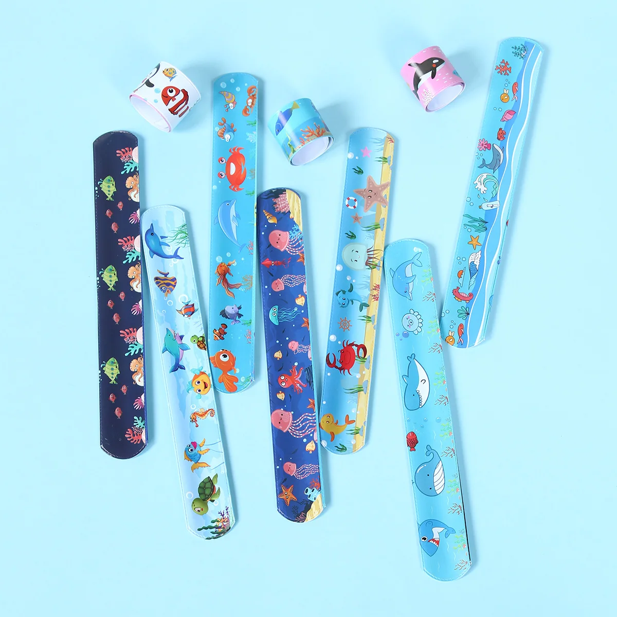 24 قطعة حيوانات المحيط صفعة أساور المحيط هدايا الحفلات للأطفال تحت البحر معصمه سوار حفلة عيد ميلاد تفضل استحمام الطفل