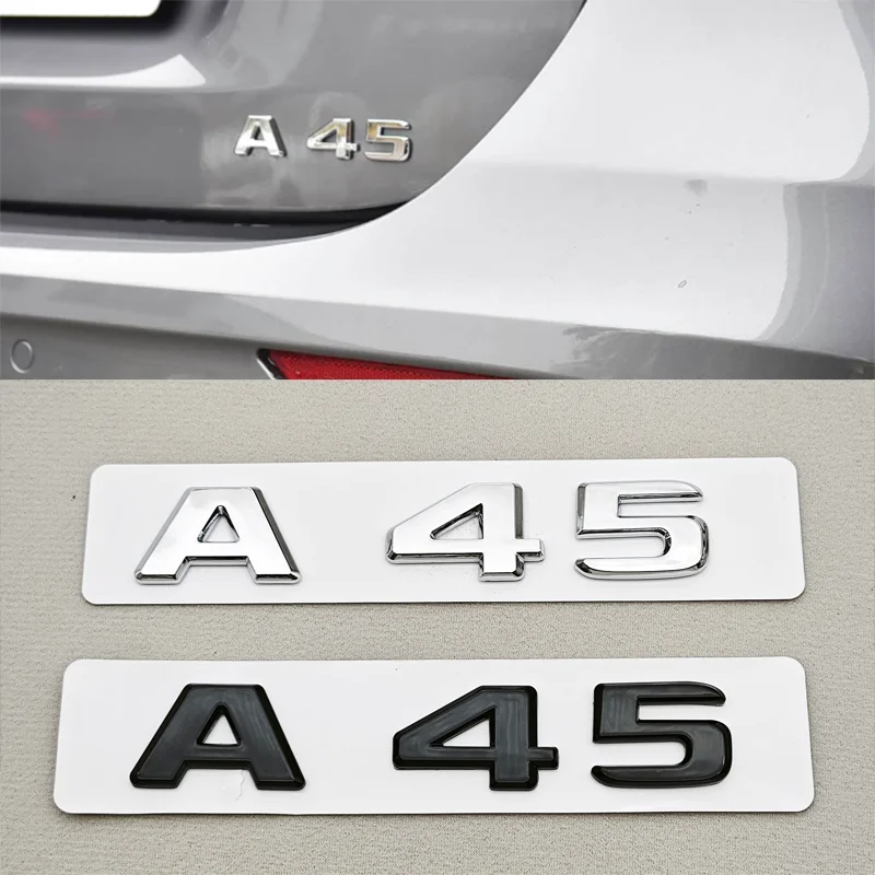 3D ABS Car Logo A45S A45 Emblem for A45 AMG W176 W177 Car Rear Trunk Badge Chrome Black Red Letters Sticker Auto Accessories