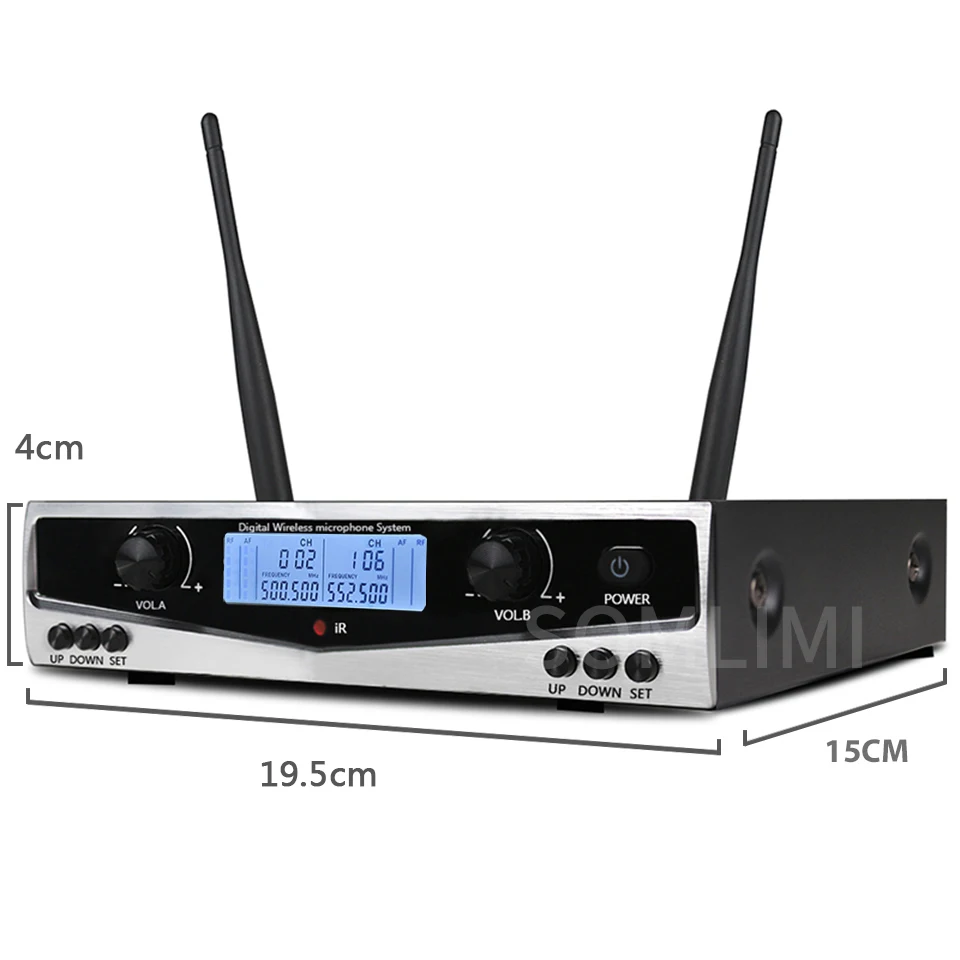 SOMLIMI 500-599MHz UHF SKM9100/SKM9000 Stage Performance Home KTV Professional Dual Wireless Microphone Dynamic Material Metal