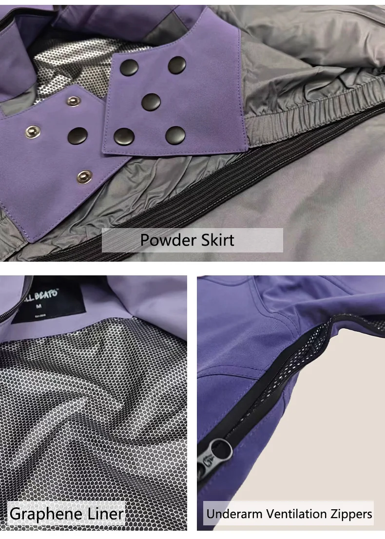 John Snow 2026 Ski-Jacke & -Hose im amerikanischen Stil, Unisex, wasserdicht, thermisch, Snowboard-Mantel, lockere Passform, Wintersport für Herren und Damen – Detail 17