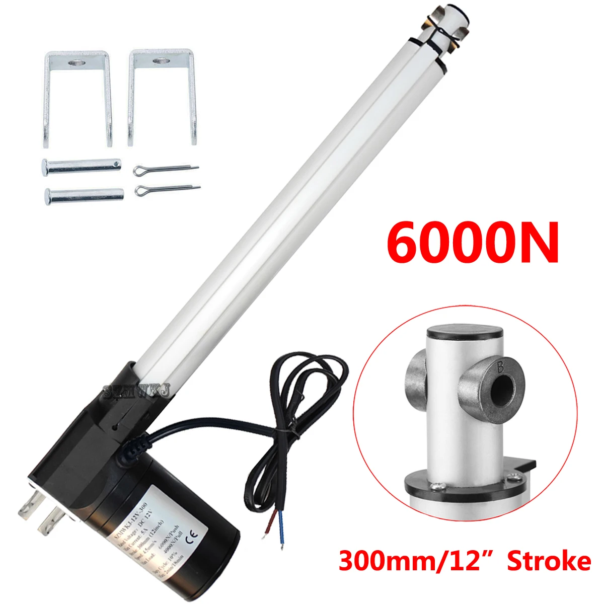 

DC 12V Multi-function 300mm 12" Stroke Linear Actuator Motor 6000N 1320lbs Max Lift Auto Car RV Door Opener Bed Lift Table Tools