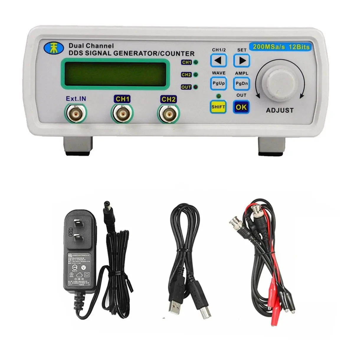 DT35BG 25MHZ MHS5200A Full CNC DDS Dual Channel Arbitrary Wave Signal Source Generator Counting Frequency Meter with US Plug