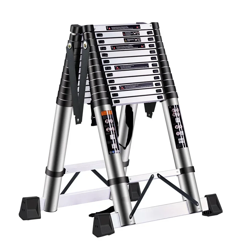 

Double sided aluminum alloy telescopic herringbone ladder, lifting and shrinking stairs, portable bamboo outdoor