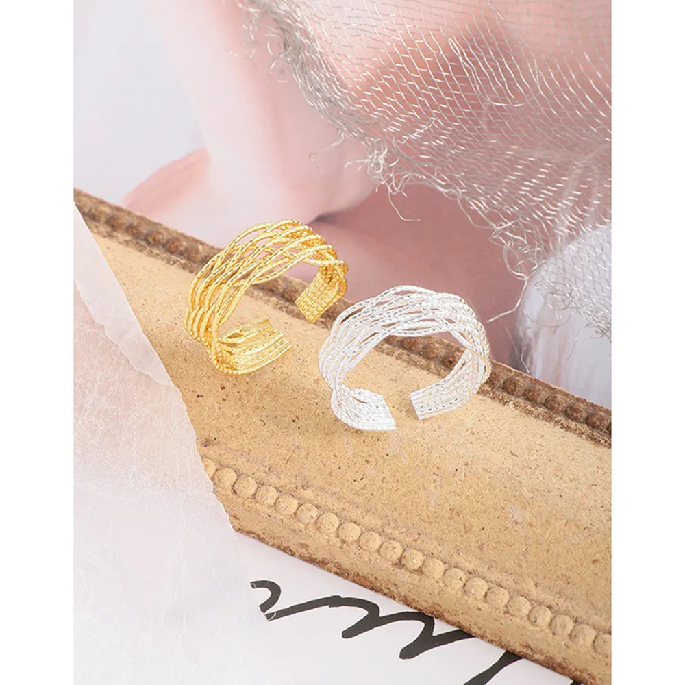 

Корейское серебряное кольцо с тканым кружевом INS — стерлинговое серебро S925 с лазерной гравировкой (женское матовое)