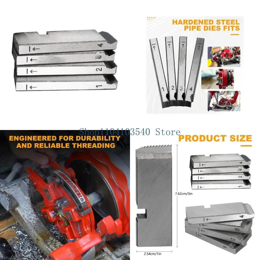 

02DC Pack Of 4 Pipe Threader Dies Pipe Threading Equipment For 1 2 Inch Pipe Use