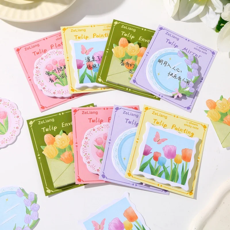 40pcs/lot Creative Tulips Memo Pad Cute N Times Stationery Label Notepad Bookmark Post School Supplies