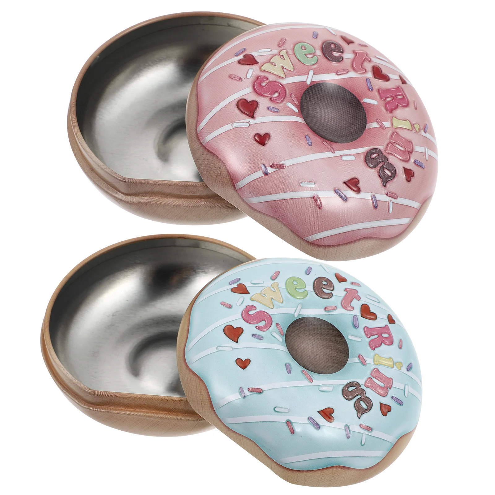 

2Pcs Donut Shaped Candy Box Elegant Tinplate Gift Container for Christmas Wedding Birthday Party Candy Storage Box