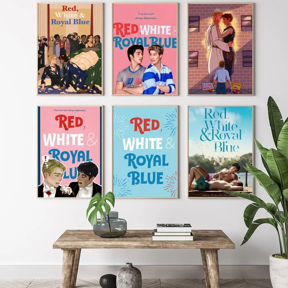 Film Red White And Royal Blue Painting Calligraphy HD Canvas Poster living room bedroom bar aesthetic decoration