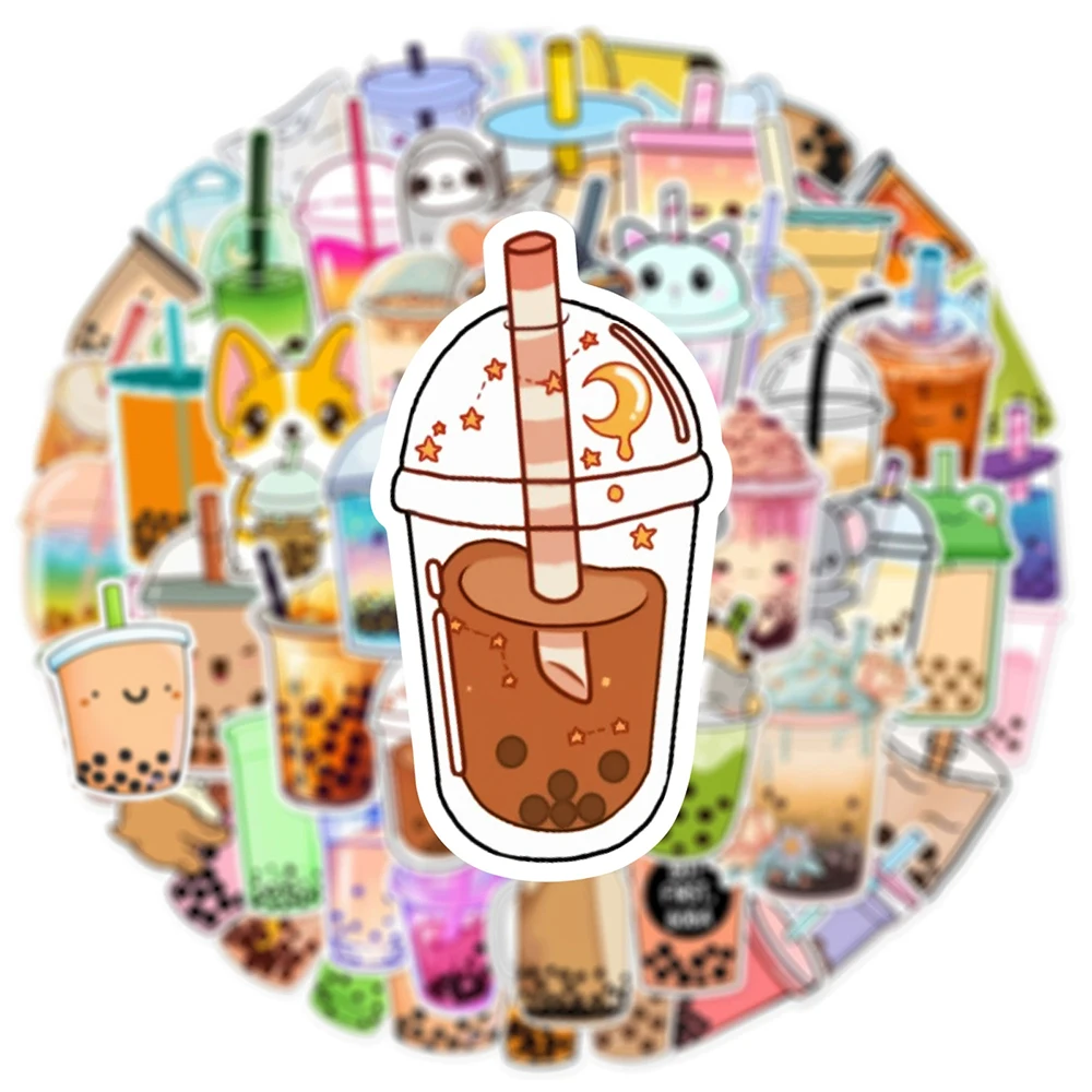 10/30/50pcs Pearl Milk Tea Cartoon Stickers Kawaii Animal Decal DIY Laptop Phone Cases Notebook Waterproof Cute Graffiti Sticker view 6