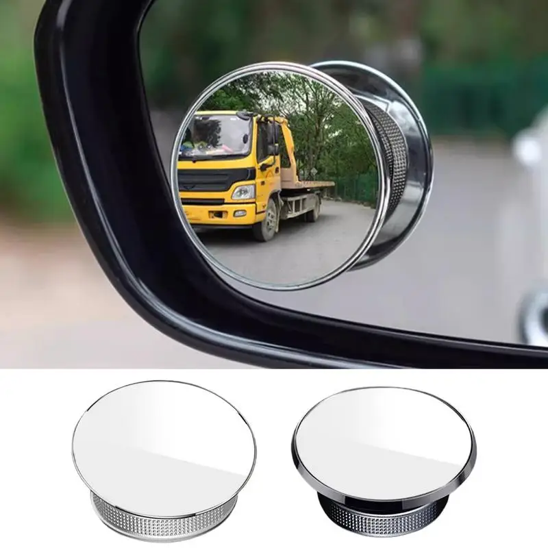 

Small Convex Mirror 2 Pieces Wide Angle Side View Mirror High-Definition Exterior Reversing Accessories 360 Degree Adjustable