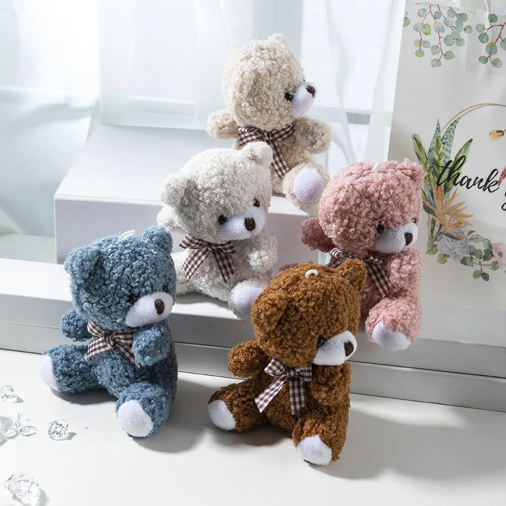 Jouets en peluche ours en peluche pour bébé, robe mignonne, pendentif clé, poupées pendentif, cadeaux d'anniversaire, décor de fête de mariage, 11cm