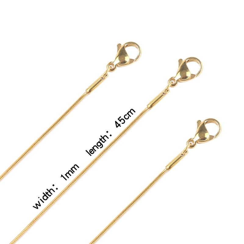 5pcs/Lot Stainless Steel Snake Chain Round Shape Chains Gold Color for Jewelry Making DIY Necklace Gifts Pendant Accessories