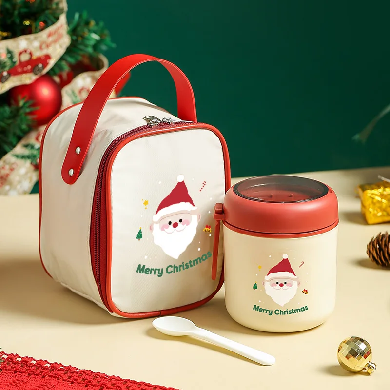 Portable Insulated Mug Christmas Gift for Women with Lid Spoon Breakfast Porridge Cup Soup Pot Soy Milk Carry-On Water Cup