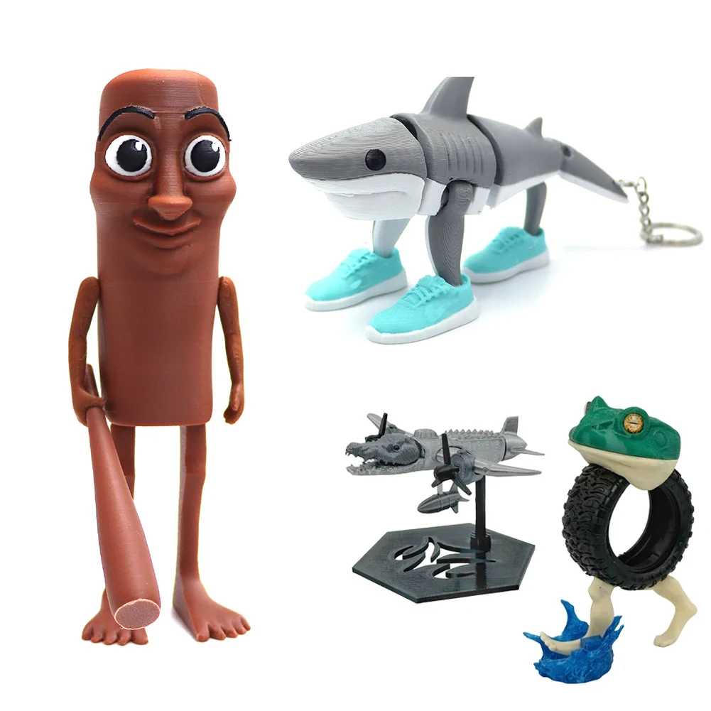 Shark Figurine Tungtungsahur Figure Funny Doll Desktop Decoration Tralalero Tralala Figure Articulated Movable 3D Printed Toy
