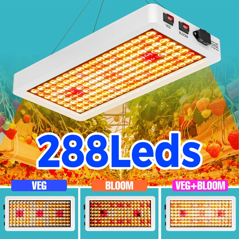 LED Plant Grow Fill Light Full Spectrum Hydroponic Growth Box Cultivate Lamps BLoom/VEG 2Modes Quantum Boards 100-270V