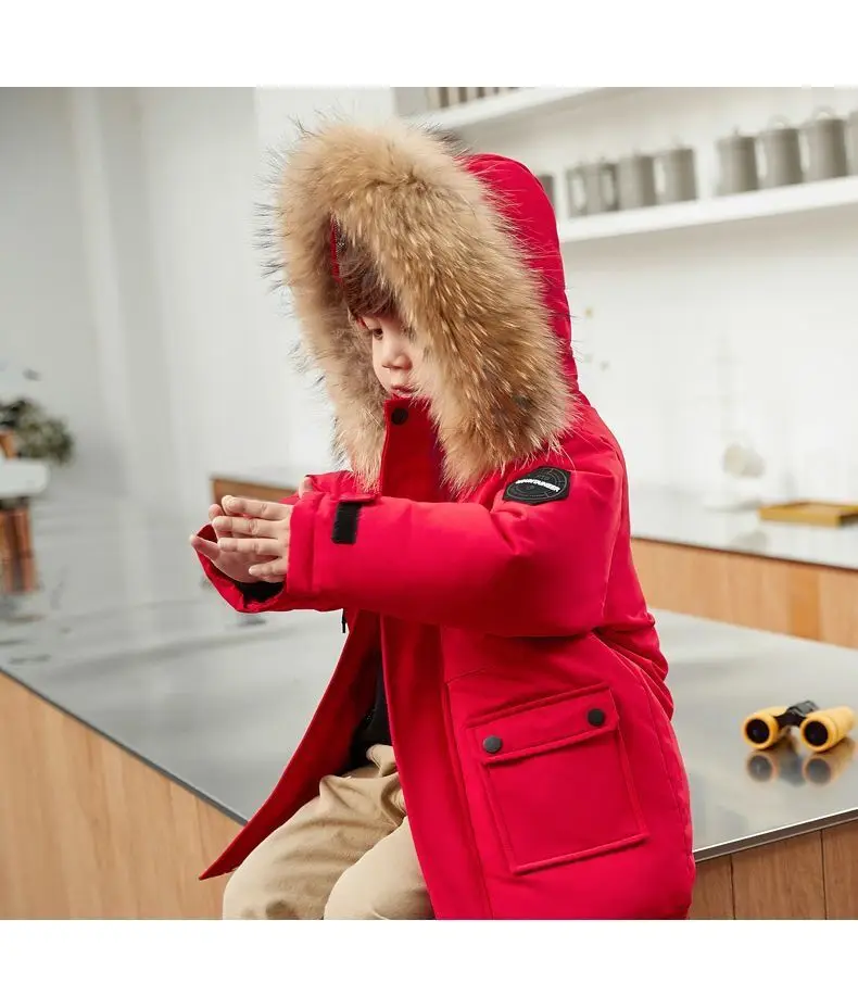 Winterwarme Daunenjacke für Kleinkinder, die laufen lernen, mit Kapuze, Jungen- und Mädchenbekleidung, Outdoor-Jacke mit dickem Wollkragen – Detail 20