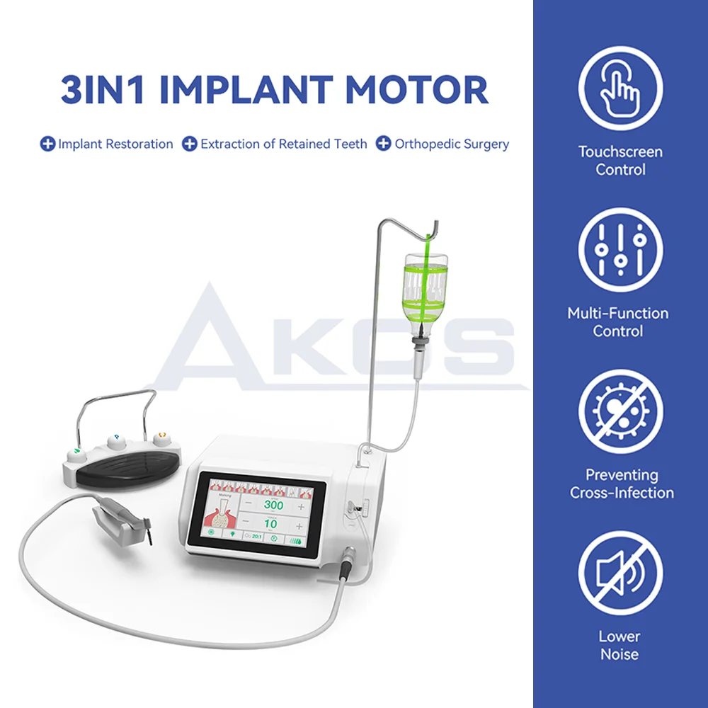 Dental Implant Motor 3 in 1 AKOS LED Surgical Micromotor And Bone Surgery SystemTorque : 5~80 Ncm Handpiece