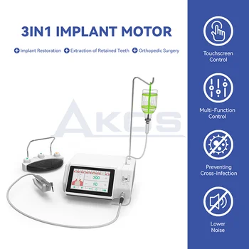 Dental Implant Motor 3 in 1 AKOS LED surgical micromotor and bone surgery system torque: 5~80 Ncm handpiece