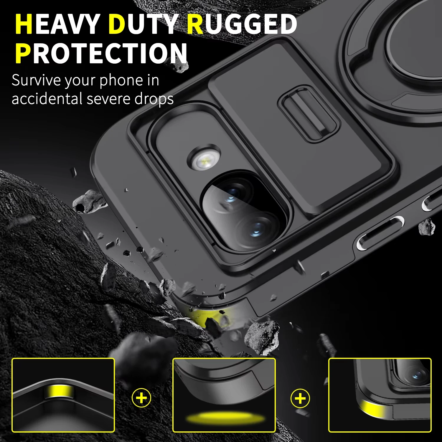 360° Rotating Magnetic Bracket Case For Google Pixel 9 Pro XL 8 7 Pro 8A 9A 10 Pro XL Slide Camera Protection Shockproof Cover - view 6