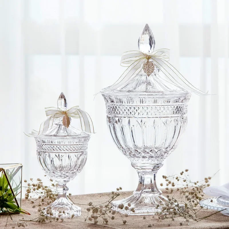 European Style Sealed Moisture-proof Transparent Glass Candy Box Cookie Coffee Seal Storage Tanks Tabletop Decoration