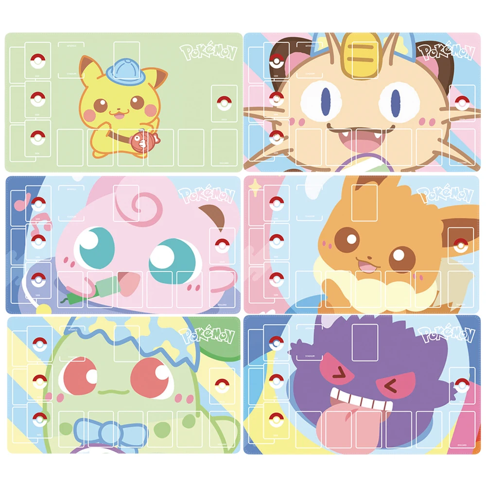 Pokemon PTCG Card Pad Eevee Bulbasaur Gengar Mewtwo Self Made Anime Characters Comic Version Game Single Player Battle Card Mat