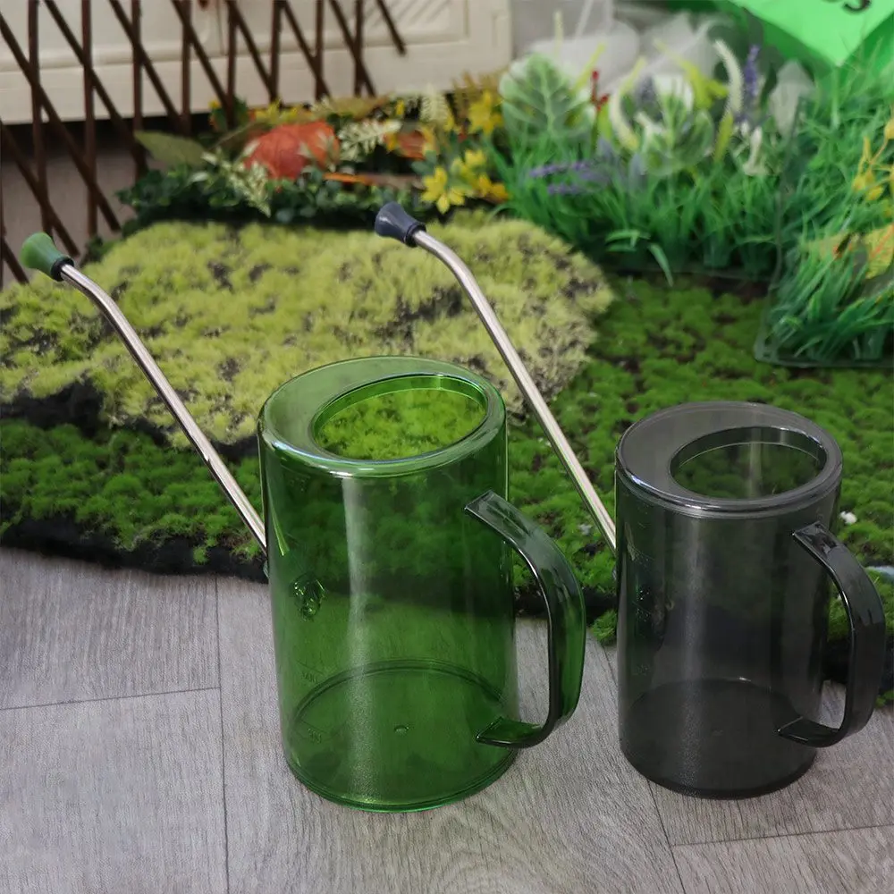 1L/1.5L Long Spout Watering Pot Plastic Shatterproof Small Watering Can with Measurable Scale Mental Spout Plant Sprinkler