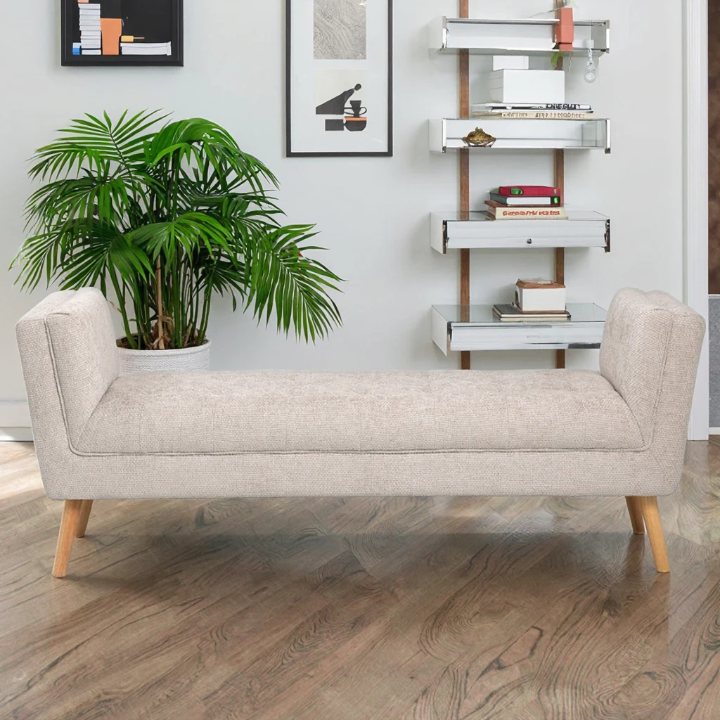 Modern Minimalist Living Room Fabric Ottoman Bench Luxury Design Bed End Stool for Hotel Use