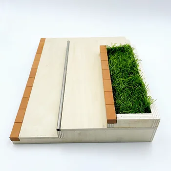 Escadas De Madeira Fingerboard Com Haste De Metal De Tijolo, Grama Artificial