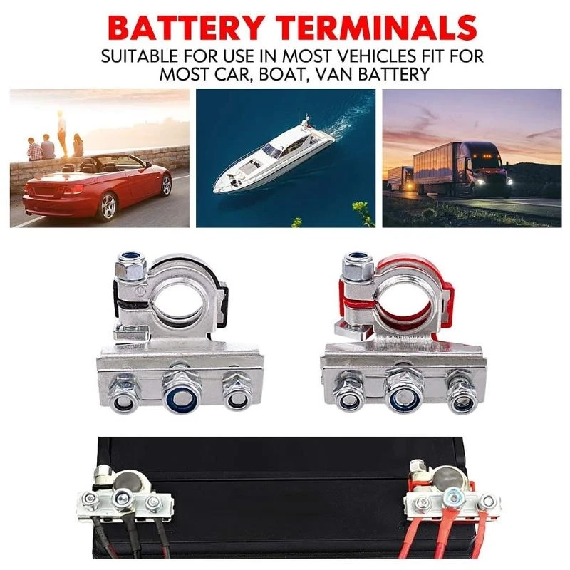 

P5ED 2Pcs Easy Installation Car Truck Battery Terminals Copper Plated Clamp Terminal Heavy Duty Terminals Connectors