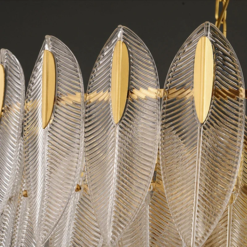French Luxury Glass Leaf Lamp Deluxe for Living Room Chandelier After Modern Retro Bedroom Restaurant Villa Lamp Home Decor