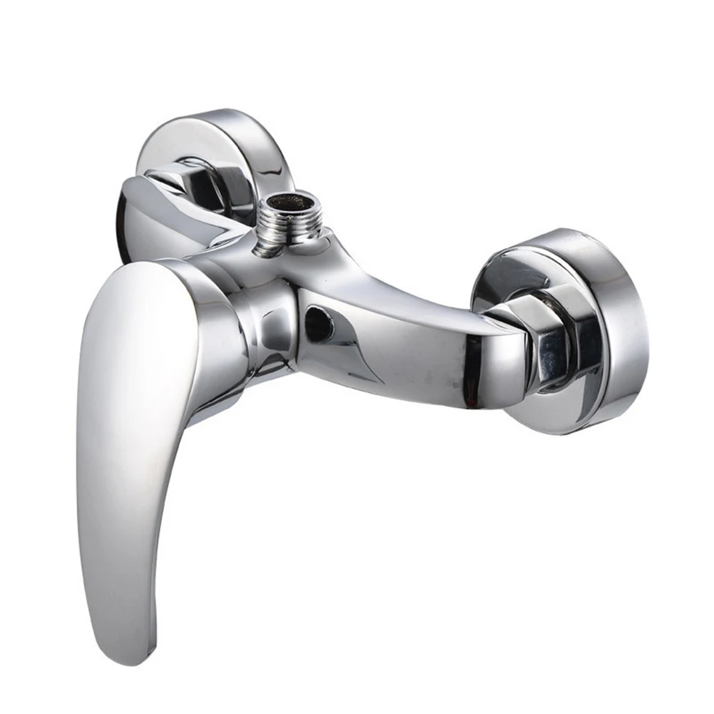 Wall-mounted Shower Faucet Zinc Alloy Single Handle Bathroom Bathtub Chrome Finish Mixer Faucet Modern Polished