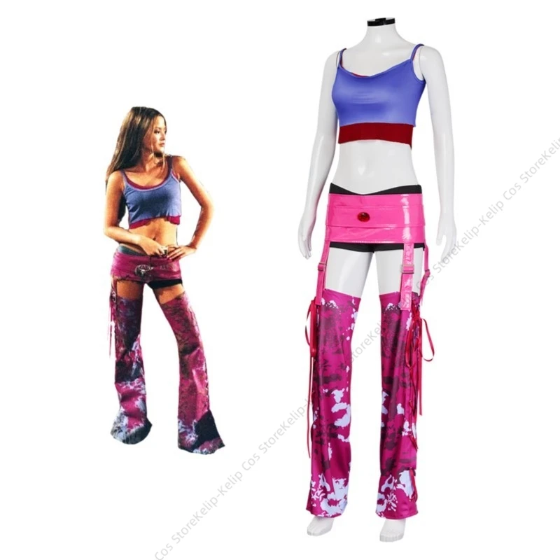 costume-cosplay-suki-y2k-top-corto-blu-pantaloni-rosa-con-tagli-outfit-da-corsa-fast-furious-2-per-halloween-carnevale-comic-con-festa
