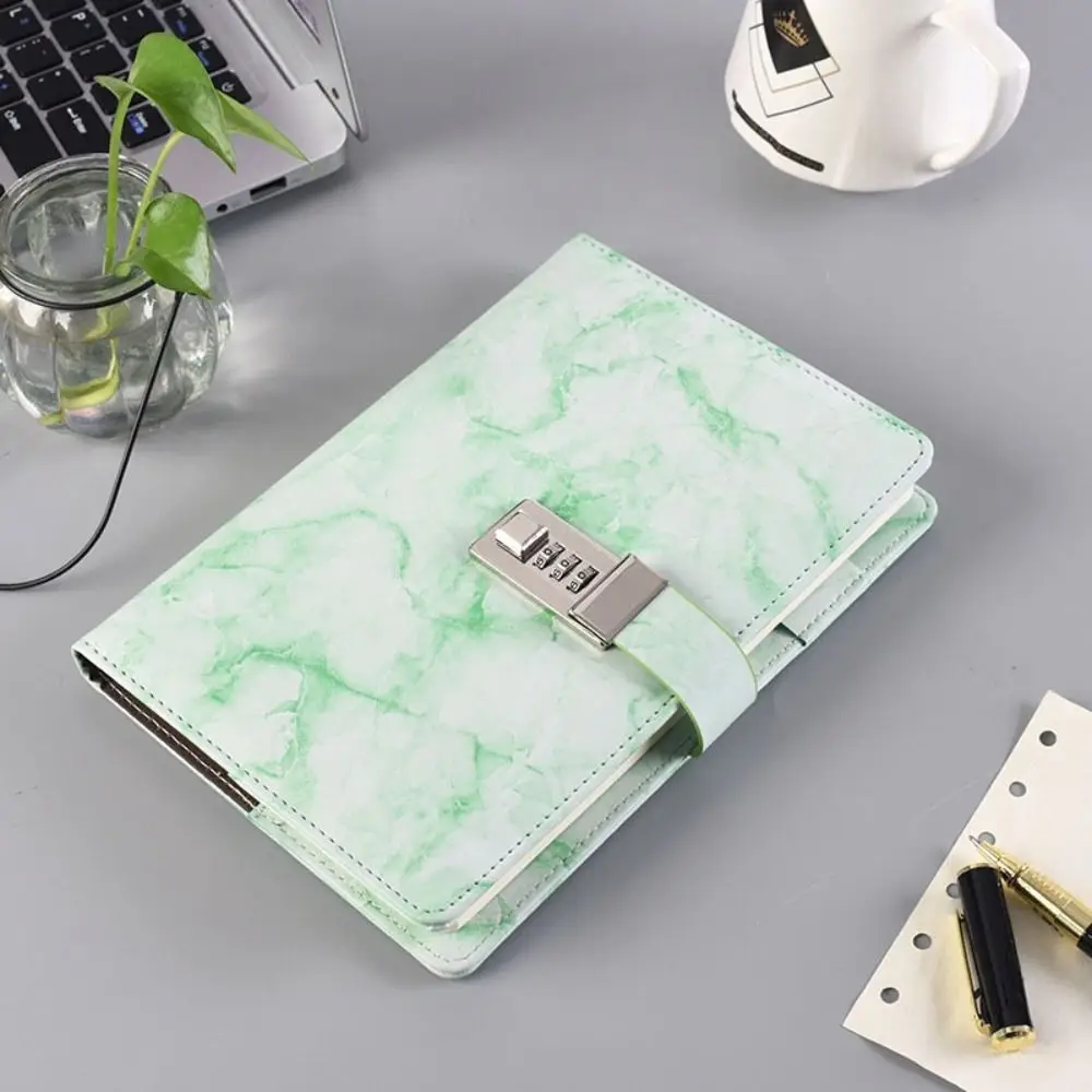 

Diary Notebook 96-Page Password Notebook A5 Soft Marble Texture Handbook Retro Stain Resistant Secure Diary Binder Study