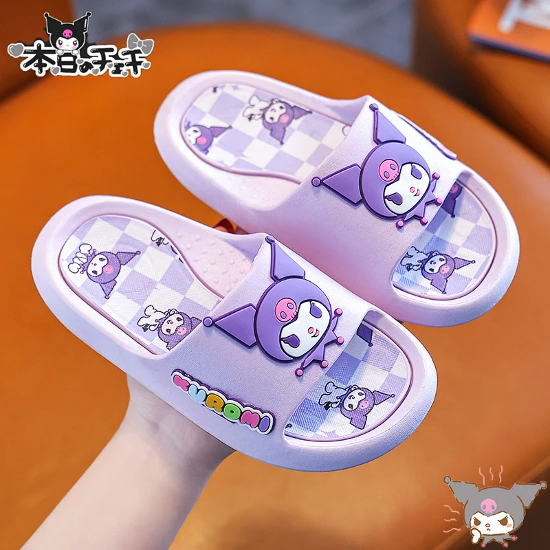 Kawaii Sanrio Kuromi Slippers My Melody Cinnamoroll Anime Cute Student Bathroom Bathing Anti-Slip Sandals Baby Toys for Girls