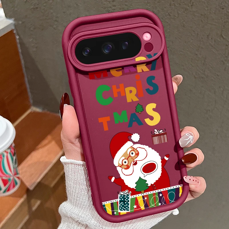 Christmas Santa Claus Pattern Soft Case For Google Pixel 10 Pro 8A 7A 9A 10 9 Pro XL Shockproof Phone Cover For Pixel 7 8 9 Pro