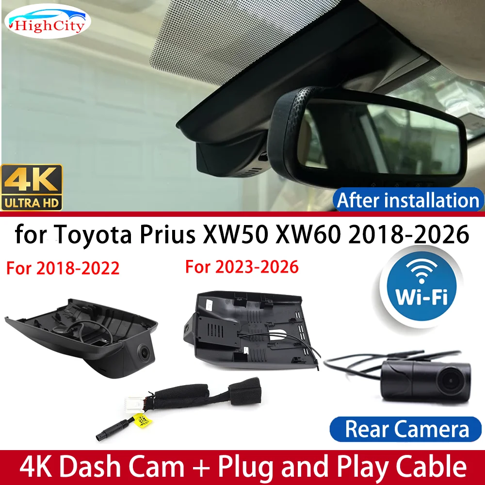 Dash Cam for Toyota Prius XW50 XW60 2018-2026 4K UHD DVR Wifi Camera Video Recorder Driving Recorder Dashboard Night Vision