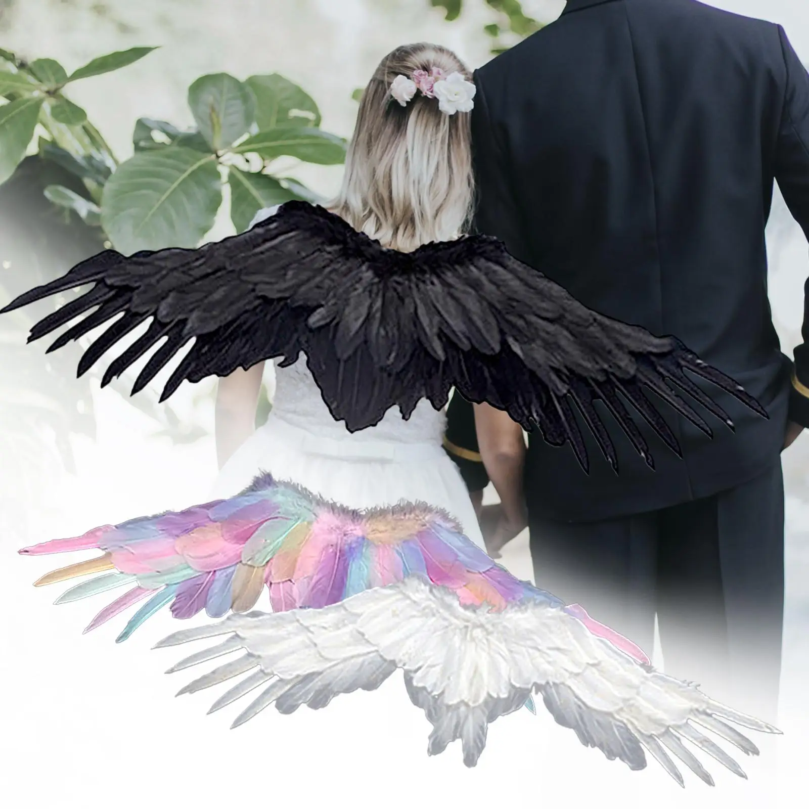 Accessoires de fête aile d'ange en plumes, robe fantaisie de mariage, décoration d'anniversaire, accessoires de Cosplay, aménagement de scène de spectacle pour enfants en bas âge