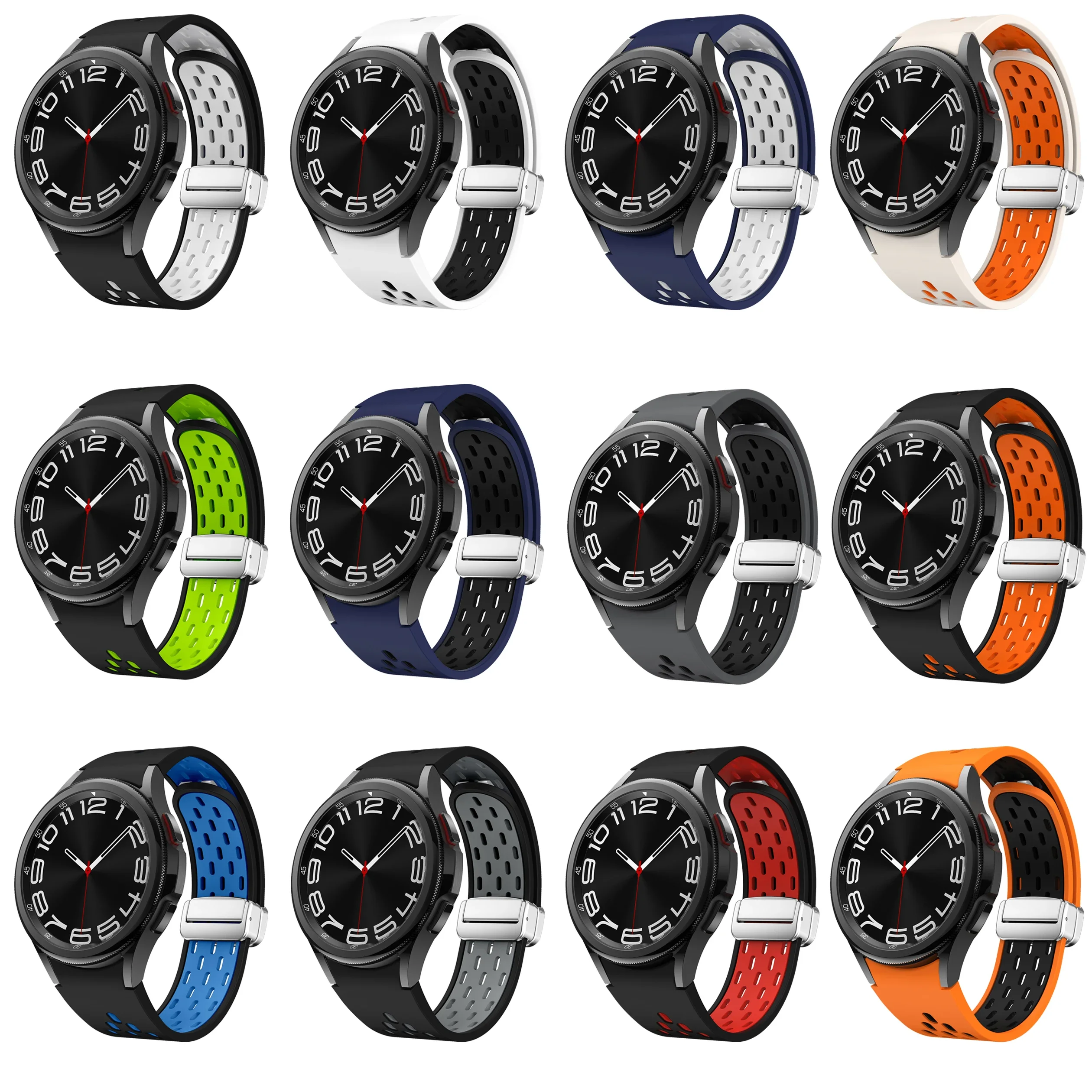 Silicone Strap for Samsung Galaxy Watch 7 6 5 4 40mm 44mm 5Pro 45mm Magnetic Buckle No Gaps Band 6 Classic 43mm 47mm 42 Bracelet