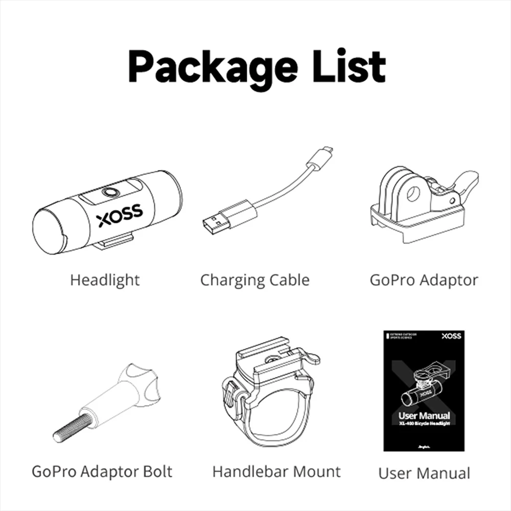 XOSS XL 800 Bike Light Headlight Waterproof USB Rechargeable Road MTB Front Lamp Bicycle Light Aluminum Ultralight Flashlight