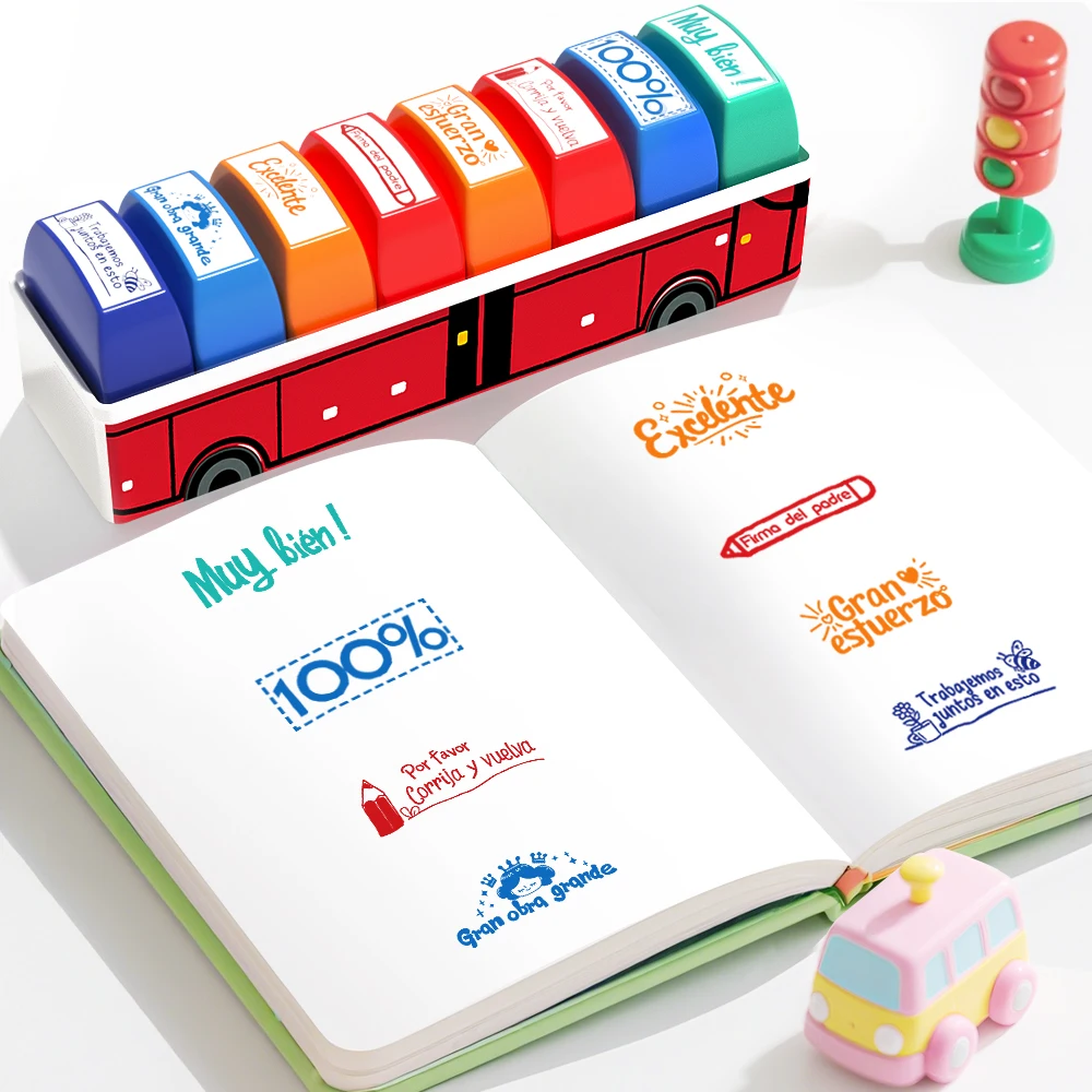 8 sellos españoles de alta gama, premios de recompensa para profesores, tareas correctas para profesores, comentarios familiares, fomenta los sellos inspiradores