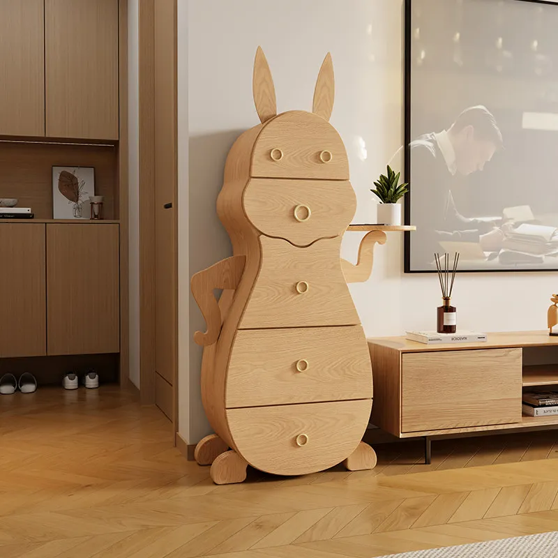 rabbit chest of drawers, solid wood storage cabinet, living room bedroom drawer vertical cabinet, creative cabinet storage