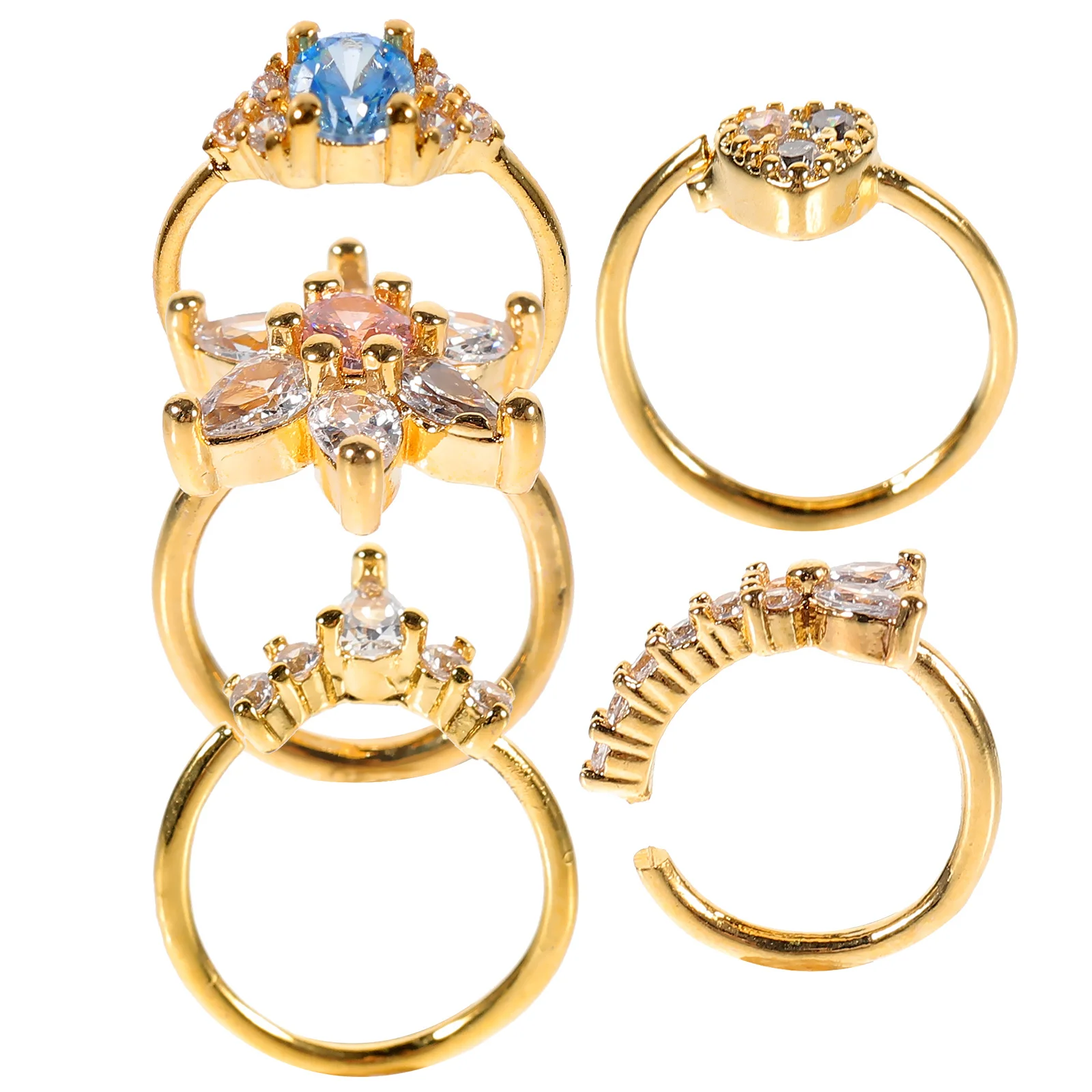 

5pcs Rings For Women Exquisite Cuffs Jewelry No Pain Clip On Fake Ring Decor Birthday Christmas Gift Idea Clip Jewelry False