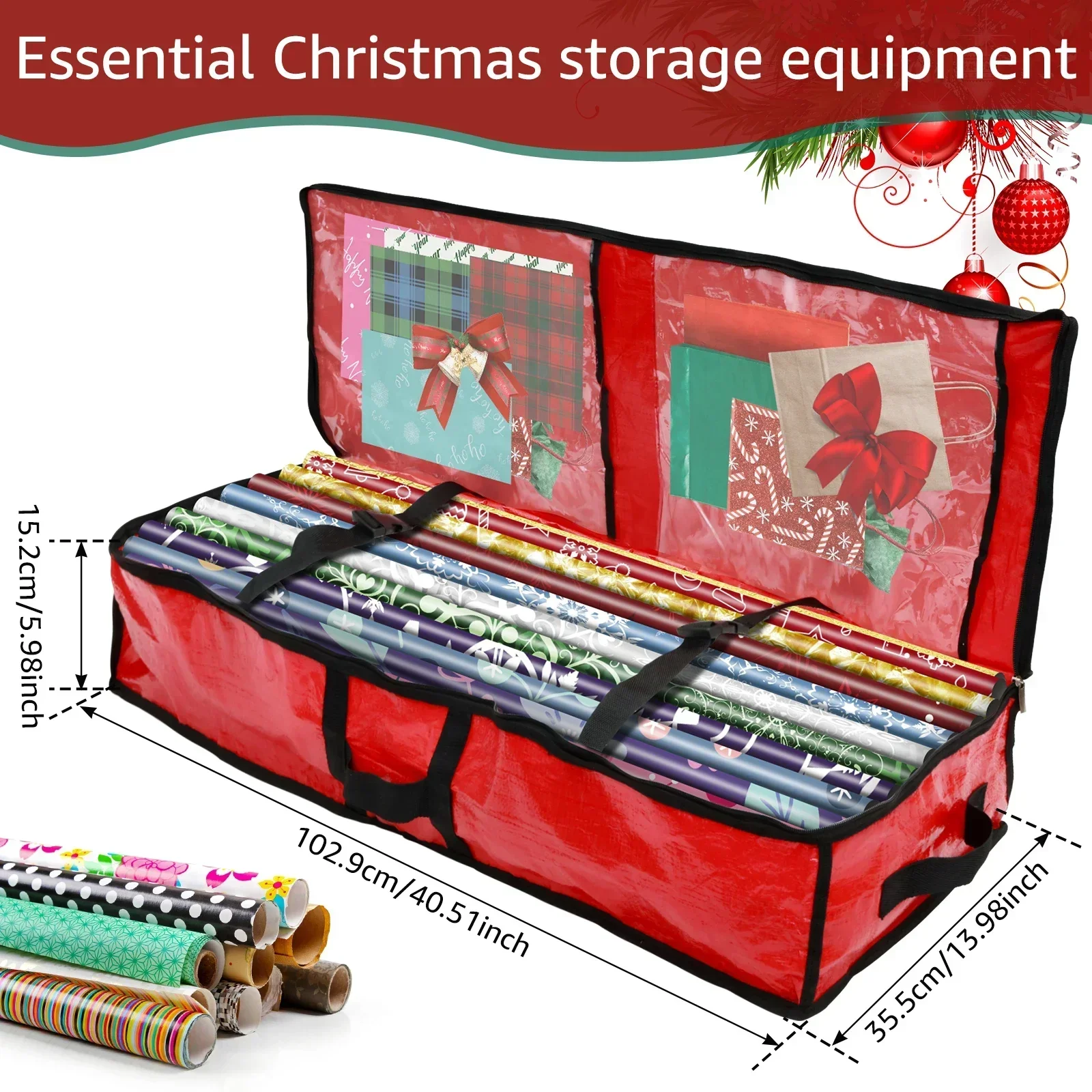 Christmas Wrapping Paper Storage Container Foldable Large Capacity Gift Wrap Organizer Waterproof Dustproof Organizer Bag NEW