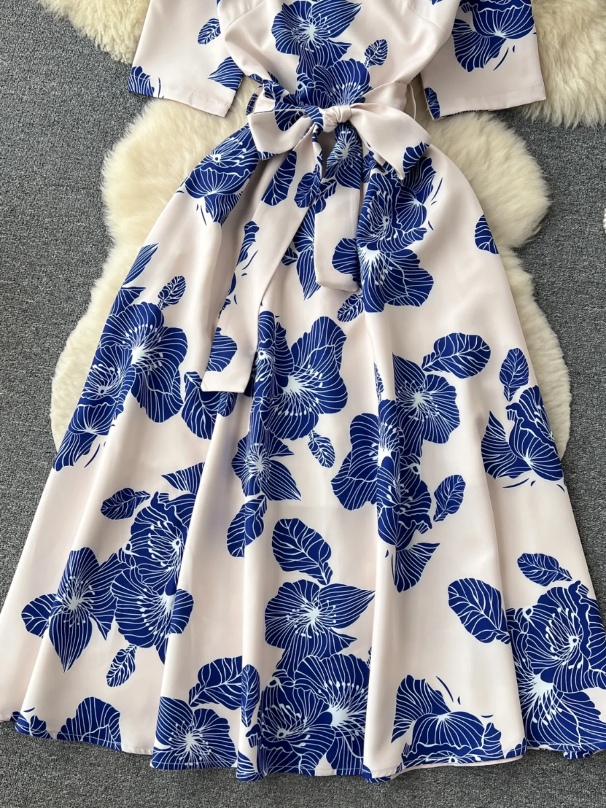 กระโปรงทรงเอ สไตล์เกาหลี ลายพิมพ์ สปริง รุ่นใหม่ สไตล์เรโทร ทรงกลม ดีไซน์เก๋ คาดเข็มขัด ช่วยให้เอวดูเล็กลง กระโปรงยาวทรงเอ เอวสูง